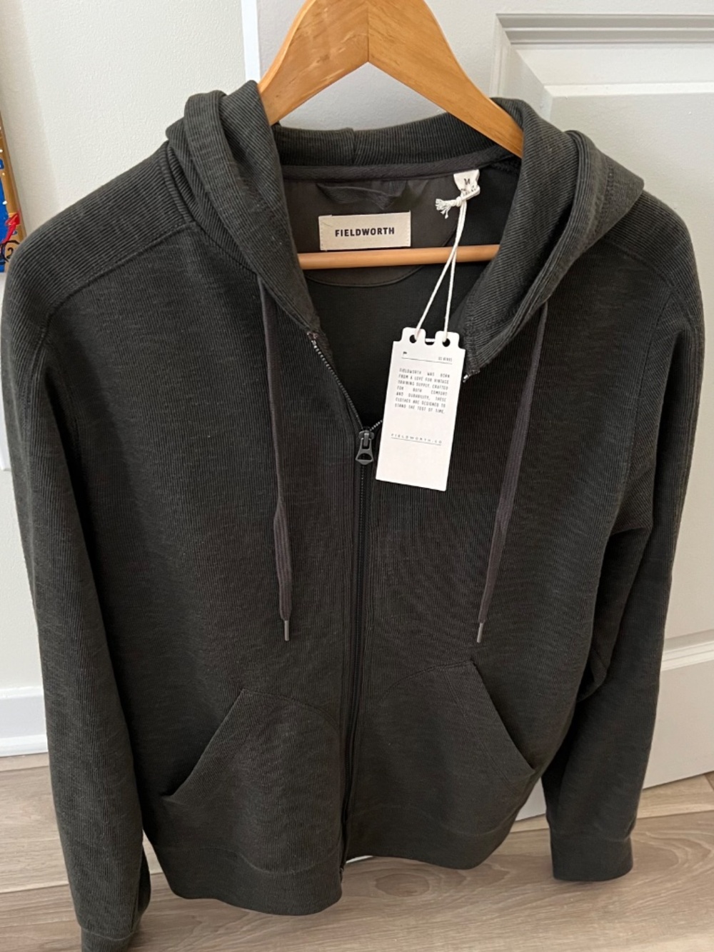 FIELDWORTH Stacked Rib Zip Hoodie Medium in Graphite